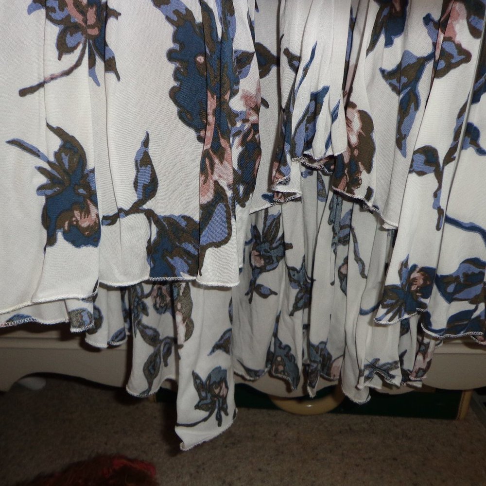 FIRM Free People First Kiss Asymmetrical Maxi Dress S/P 3/4 Sleeve Floral Lined - Picture 6 of 16